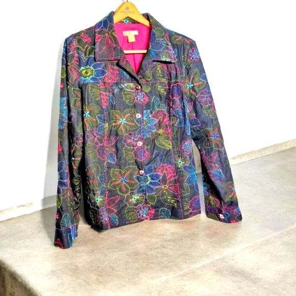 wearit Jackets & Blazers - Wearit Black sz  3 Floral Embroidered Jacket